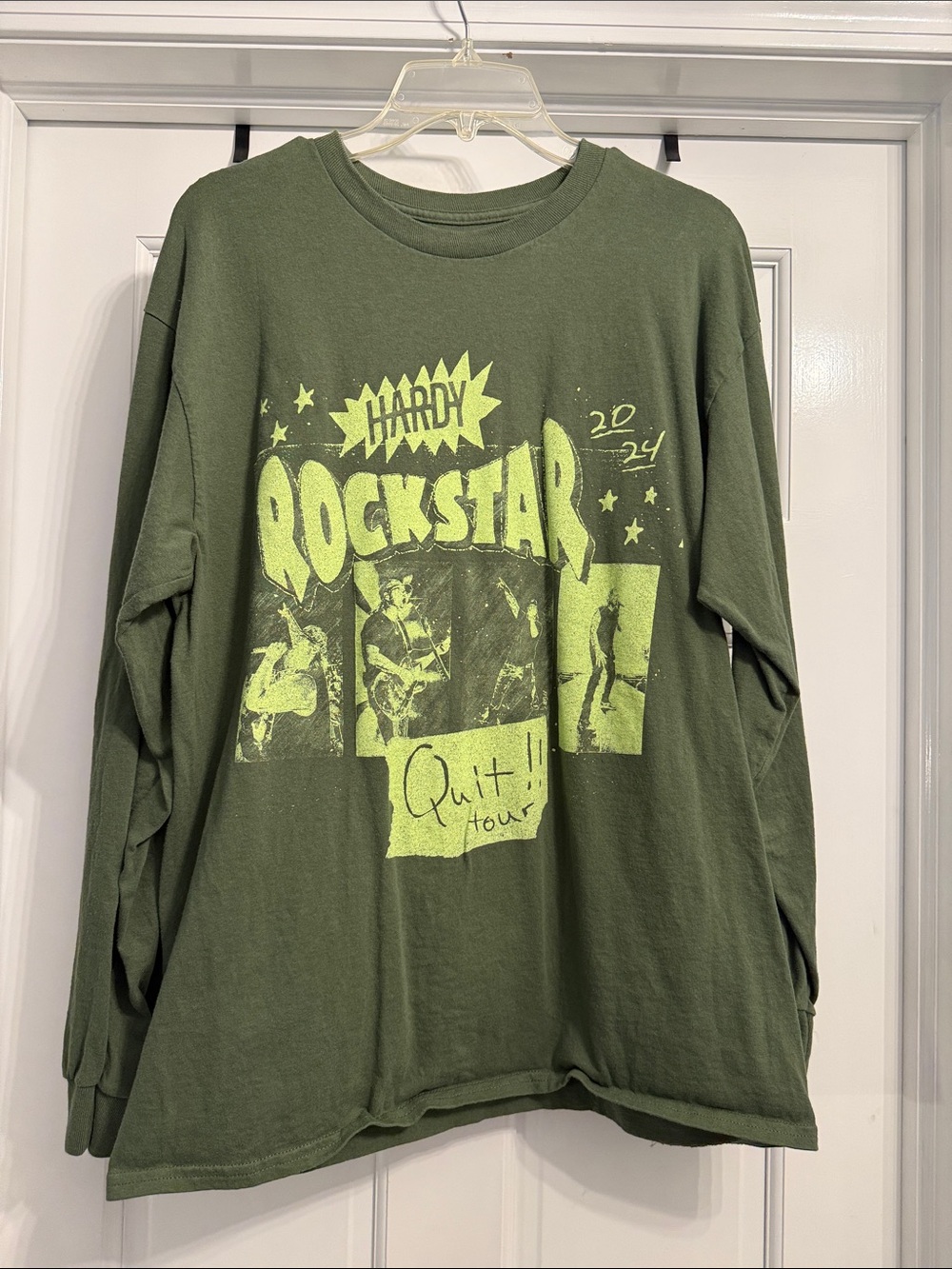 Hardy adult Long Sleeve Graphic Tee - Olive Green size large